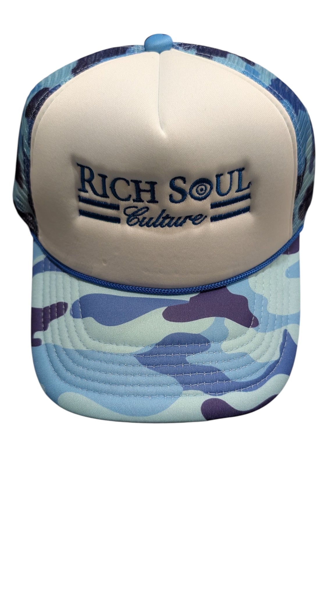 Camo Blue Mesh Snapback Hat