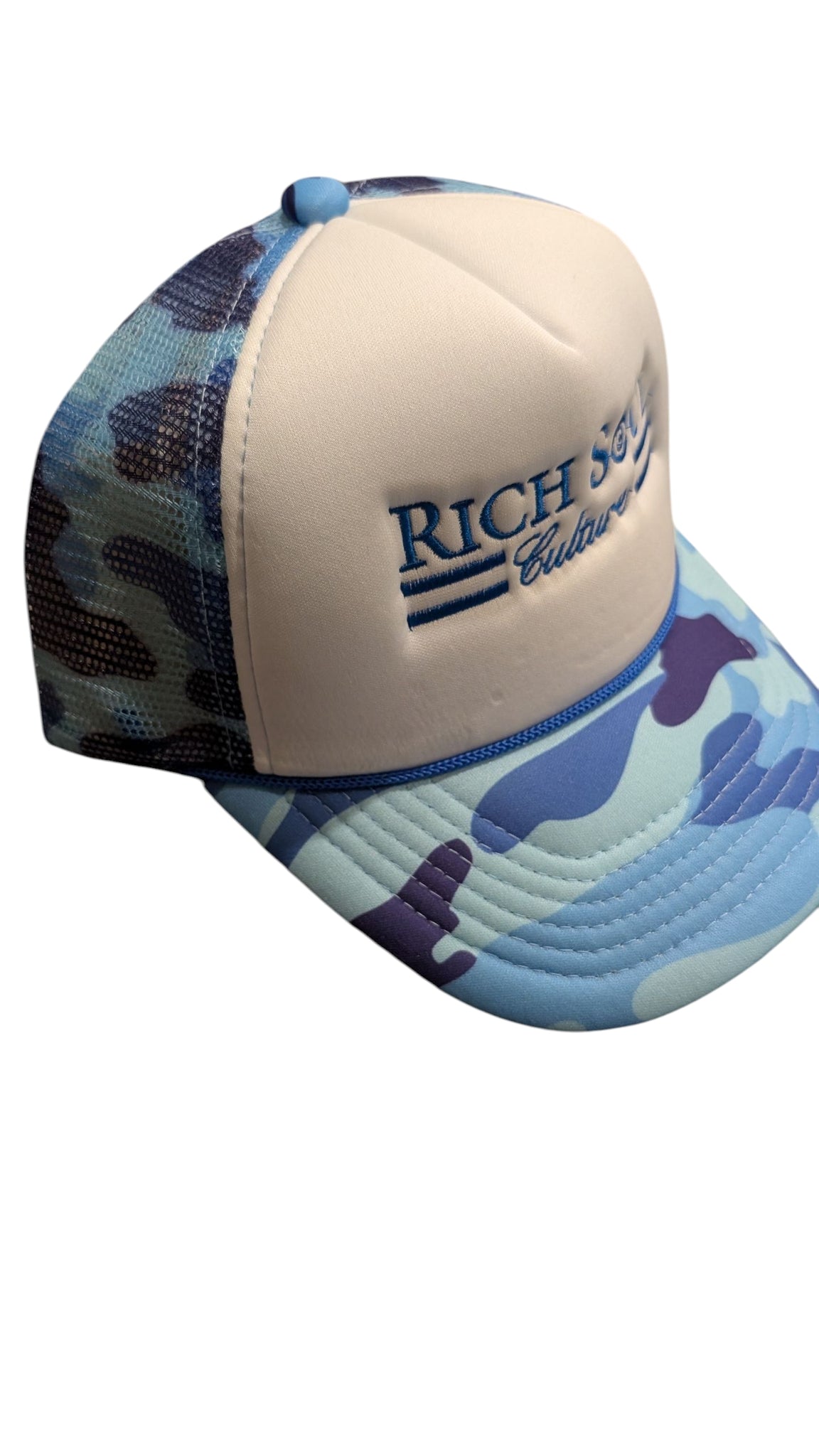 Camo Blue Mesh Snapback Hat
